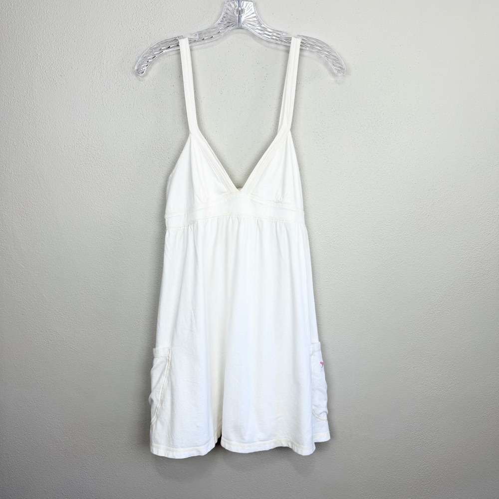 PINK Victoria’s Secret 2000s Babydoll Dress White V-Neck Casual Cover Up Size L